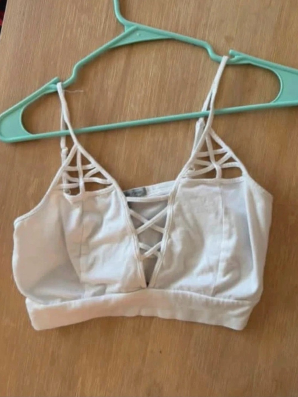 White Strappy Crop Top with Lattice Detail